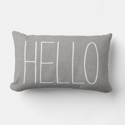 Rustic Gray Hello Lumbar Pillow