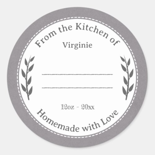 Rustic Gray Homemade with Love Label Sticker