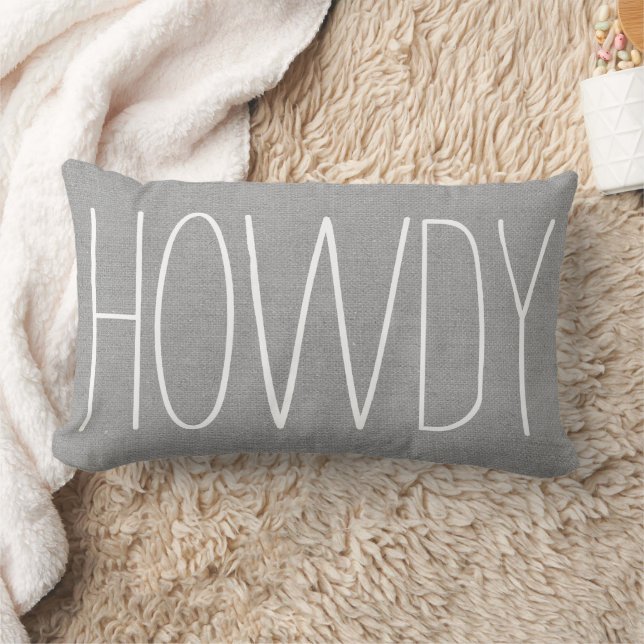 Rustic Gray Howdy Lumbar Pillow (Blanket)