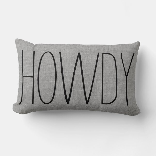 Rustic Gray Howdy Lumbar Pillow (Front)