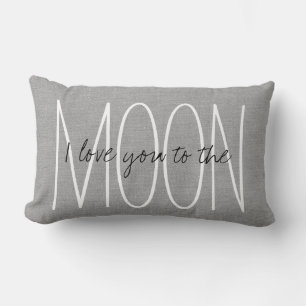 Rustic Gray I Love You to the Moon Lumbar Pillow