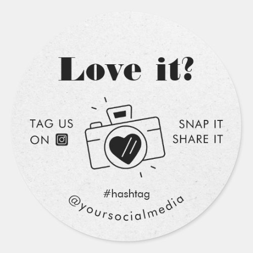 Rustic Gray Kraft Love Snap Tag Share Social Media