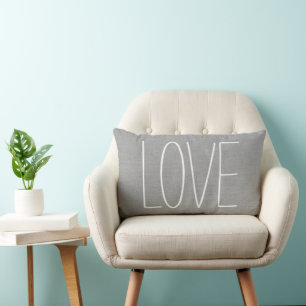 Rustic Gray Love Lumbar Pillow