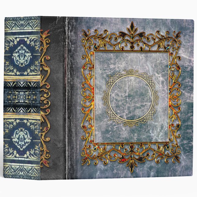 Rustic Gray Marble Celtic Ancient 3 Ring Binder (Front/Spine)