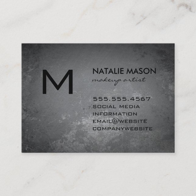 Rustic Gray Monogram Business Card (Front)