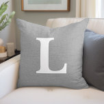 Rustic Gray Monogram Throw Pillow<br><div class="desc">Cute and simple rustic throw pillow design with a bold typography monogram initial or add your own custom text. Please note that the background is a printed faux burlap texture, the pillow cover is not made of burlap canvas material. Click the Customize It button to add your own text for...</div>