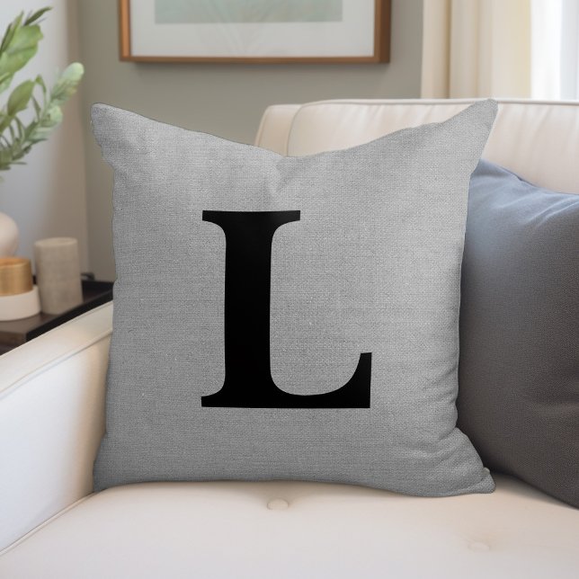 Rustic Gray Monogram Throw Pillow (Creator Uploaded)