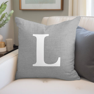 Rustic Gray Monogram Throw Pillow