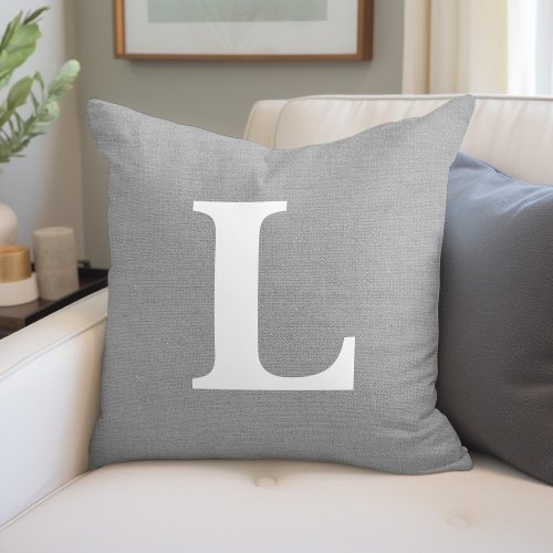 Rustic Gray Monogram Throw Pillow