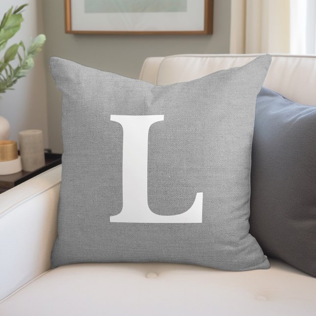 Rustic Gray Monogram Throw Pillow (Creator Uploaded)