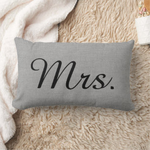 Rustic Gray Mr. and Mrs. Cute Wedding Keepsake Lumbar Pillow