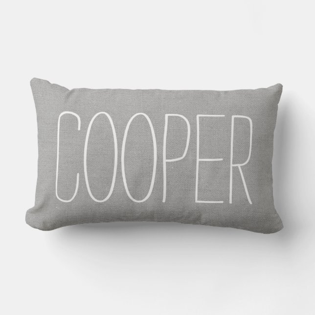 Rustic Gray Name Monogram Outdoor Pillow (Front)