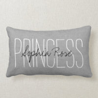 Rustic Gray Princess Monogram Pillow