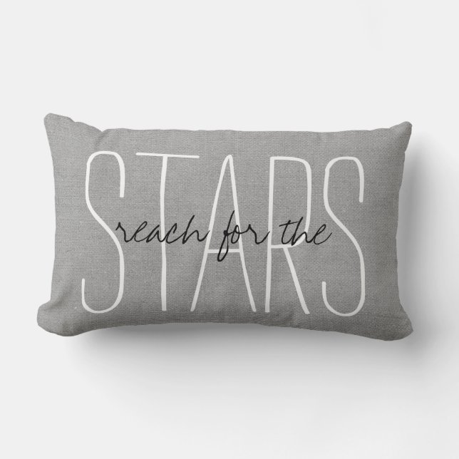 Rustic Gray Reach for the Stars Lumbar Pillow (Front)