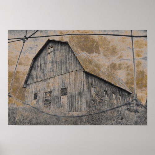 Rustic Gray Sepia Barn Vintage Country Texture Poster