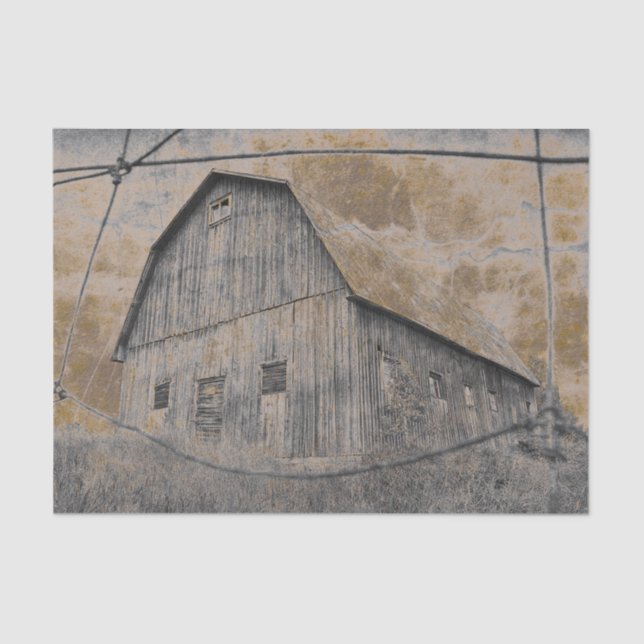 Rustic Gray Sepia Barn Vintage Texture Tissue Paper (Front)