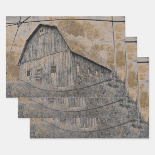 Rustic Gray Sepia Barn Vintage Texture Wrapping Paper Sheets