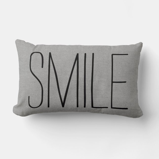 Rustic Gray Smile Lumbar Pillow (Front)