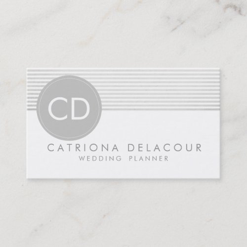 Rustic Gray Stripes Circle Monogram Business Card