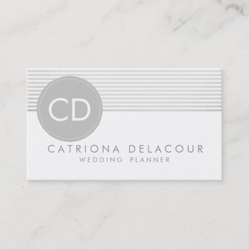 Customizable Rustic Gray Stripes Circle Monogram Business Card