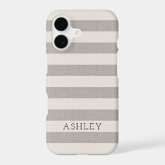 Rustic Gray Stripes Monogrammed iPhone 17 Case
