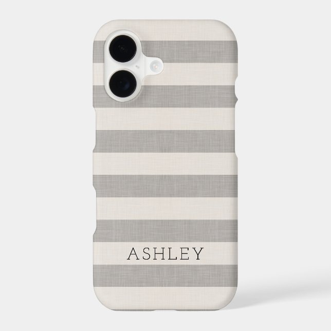 Rustic Gray Stripes Monogrammed Case-Mate iPhone Case (Back)