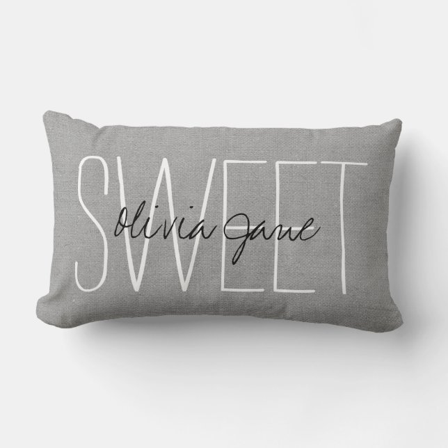 Rustic Gray Sweet Monogram Lumbar Pillow (Front)