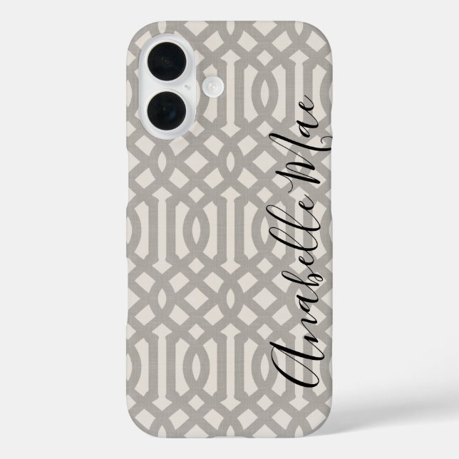 Rustic Gray Trellis Monogram Case-Mate iPhone Case (Back)