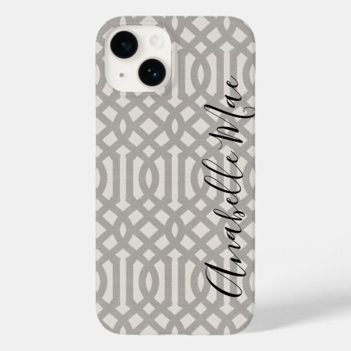 Rustic Gray Trellis Monogram Case_Mate iPhone 14 Case