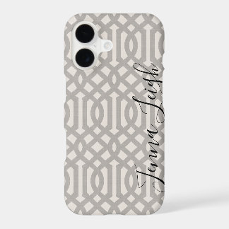 Rustic Gray Trellis Monogram iPhone 17 Case