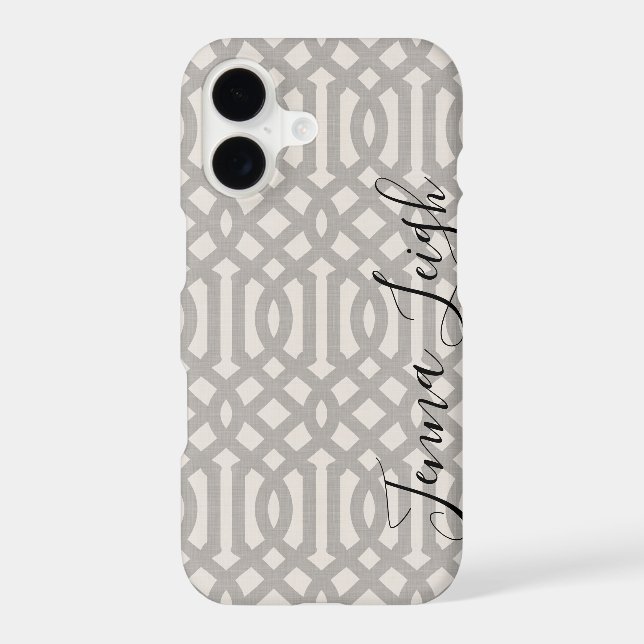 Rustic Gray Trellis Monogram Case-Mate iPhone Case (Back)