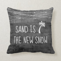 Rustic Gray Tropical Sand is New Snow Palm Tree Throw Pillow