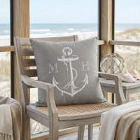 Rustic Gray Vintage Anchor Wedding Monogram