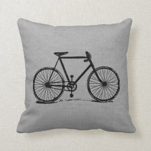 Rustic Gray Vintage Bicycle Throw Pillow