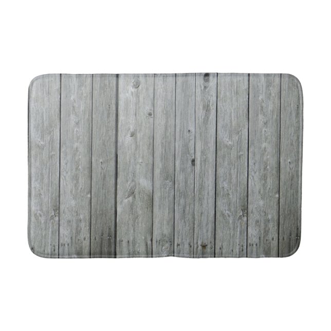 Rustic Gray Weathered Wood Bath Mat (Front)