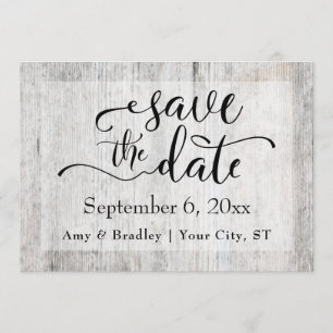 Rustic Gray Weathered Wood Wedding Save the Date
