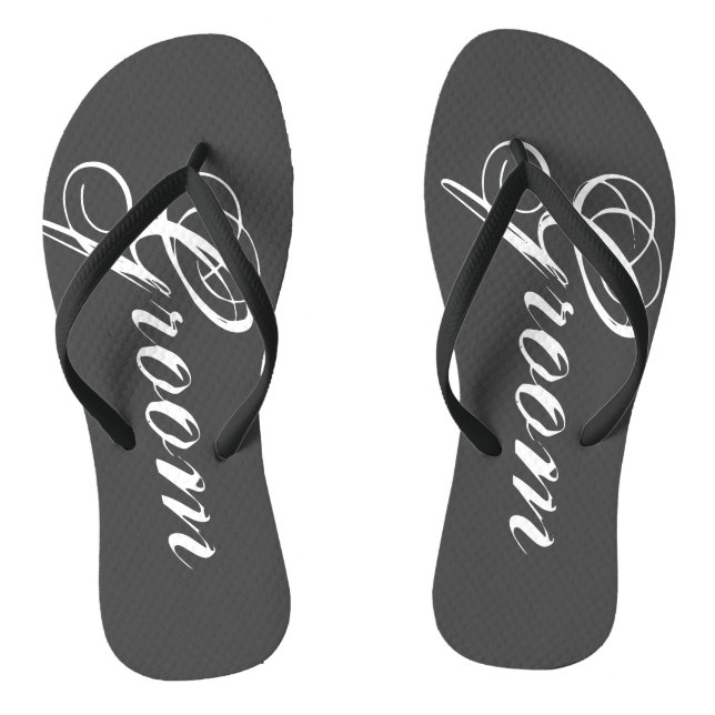 Rustic gray wedding flip flops for bride and groom (Footbed)