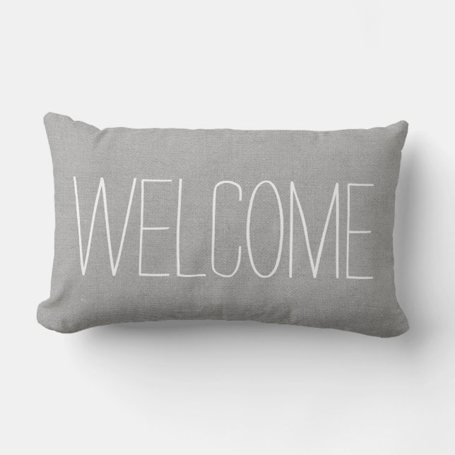 Rustic Gray Welcome Outdoor Pillow (Front)