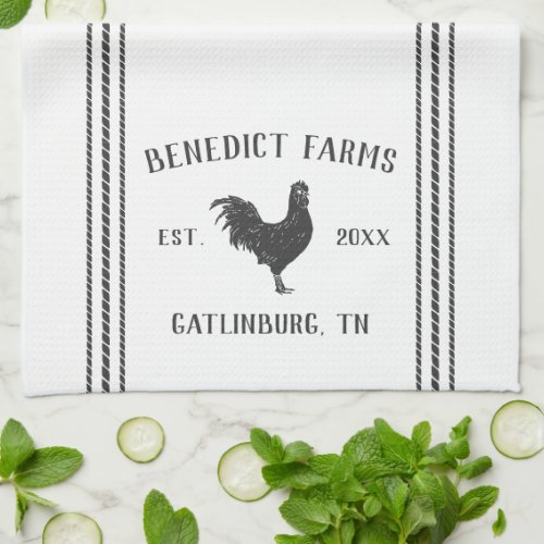 Rustic Gray  White Personalized Farm Name  Town Kitchen Towel