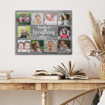 Rustic Gray Wood 10 Photo Collage Family   Faux Canvas Print<br><div class="desc">Create your own photo collage  canvas print with 10 of your favorite pictures on a wood texture background.Personalize with family name and established date. The "Family is Everything" quote adds a unique touch to the photo collage gift.</div>