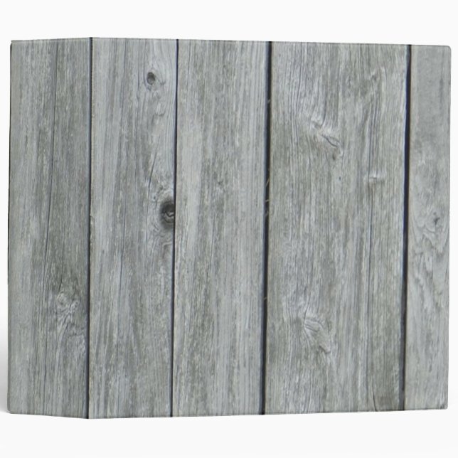 Rustic Gray Wood 3 Ring Binder (Front/Spine)