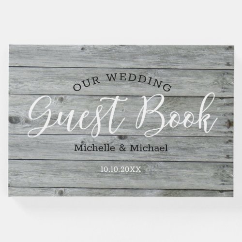 Rustic Gray Wood Country Wedding Guest Book