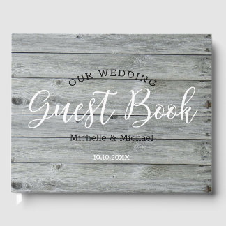 Rustic Gray Wood Country Wedding Guest Book