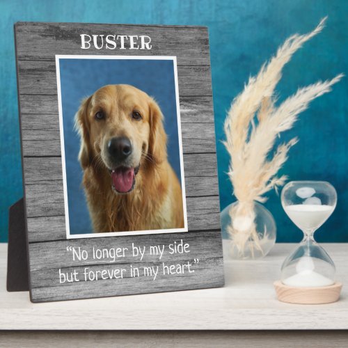 Rustic Gray Wood Dog Pet Memorial Photo Keepsake Plaque