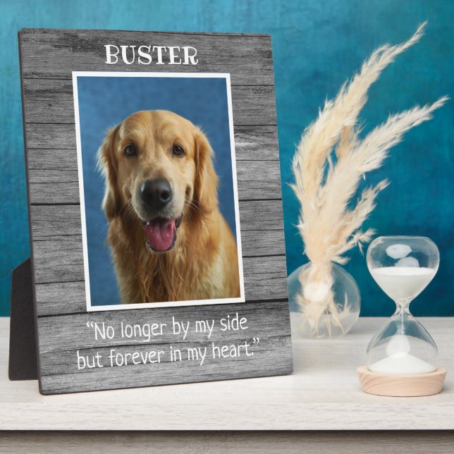 Rustic Gray Wood Dog Pet Memorial Photo Keepsake Plaque (Side)