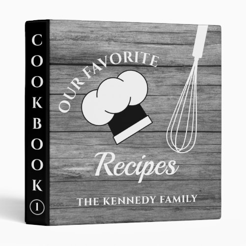 Rustic Gray Wood Family Recipes Farmhouse Cookbook 3 Ring Binder