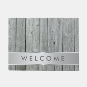 Rustic Gray Wood Farmhouse Welcome Doormat