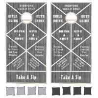 Rustic Gray Wood Fun Drinking Game Cornhole Set