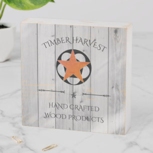 Rustic Gray Wood Grain Wood Crafter Business Wooden Box Sign