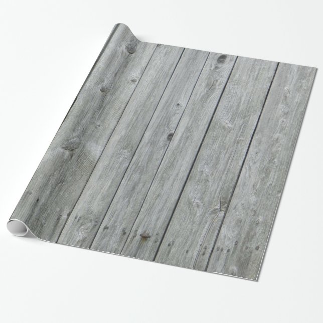 Rustic Gray Wood Grain Wrapping Paper (Unrolled)